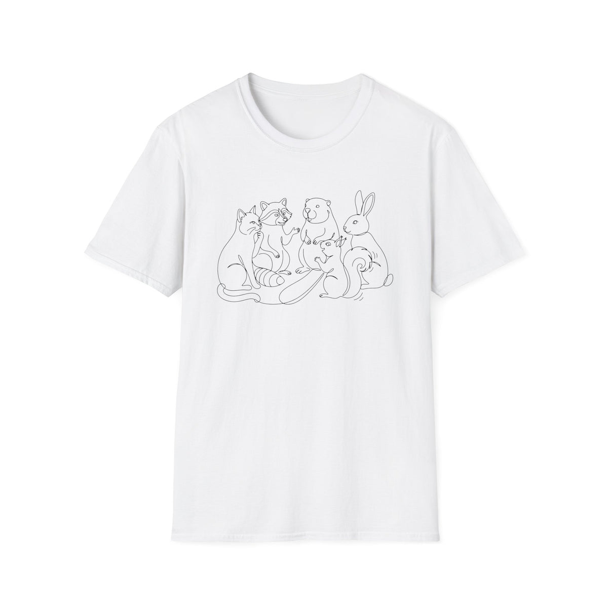 Line Art Cat & Friends T-shirt