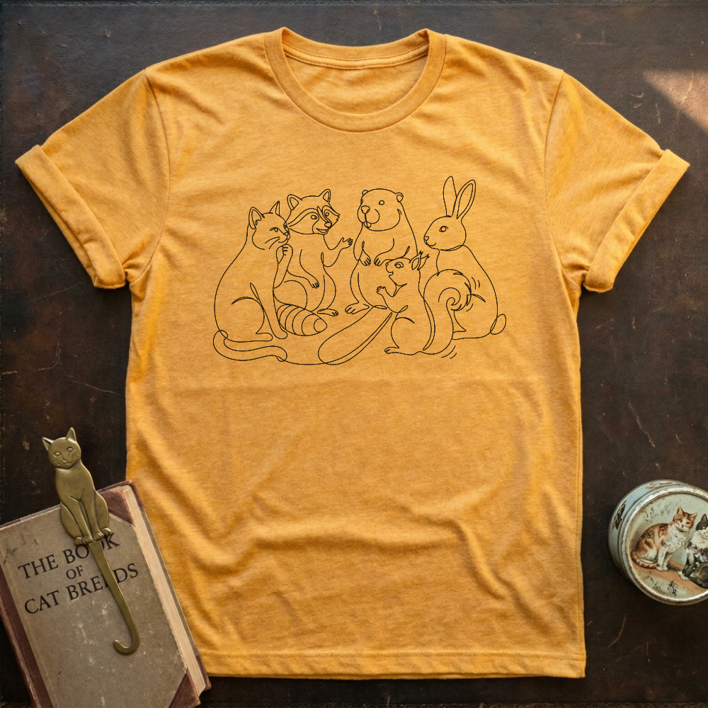 Line Art Cat & Friends T-shirt