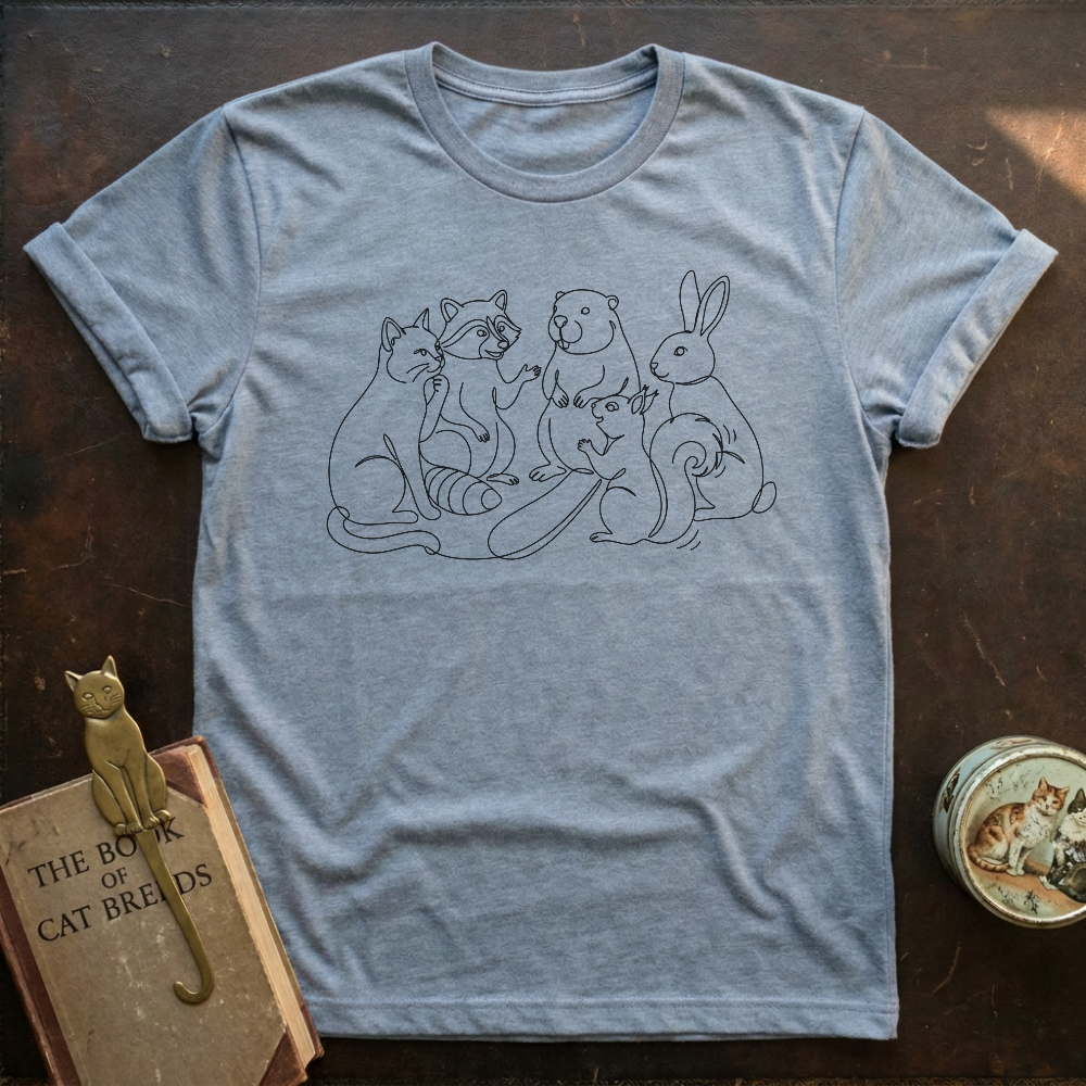 Line Art Cat & Friends T-shirt
