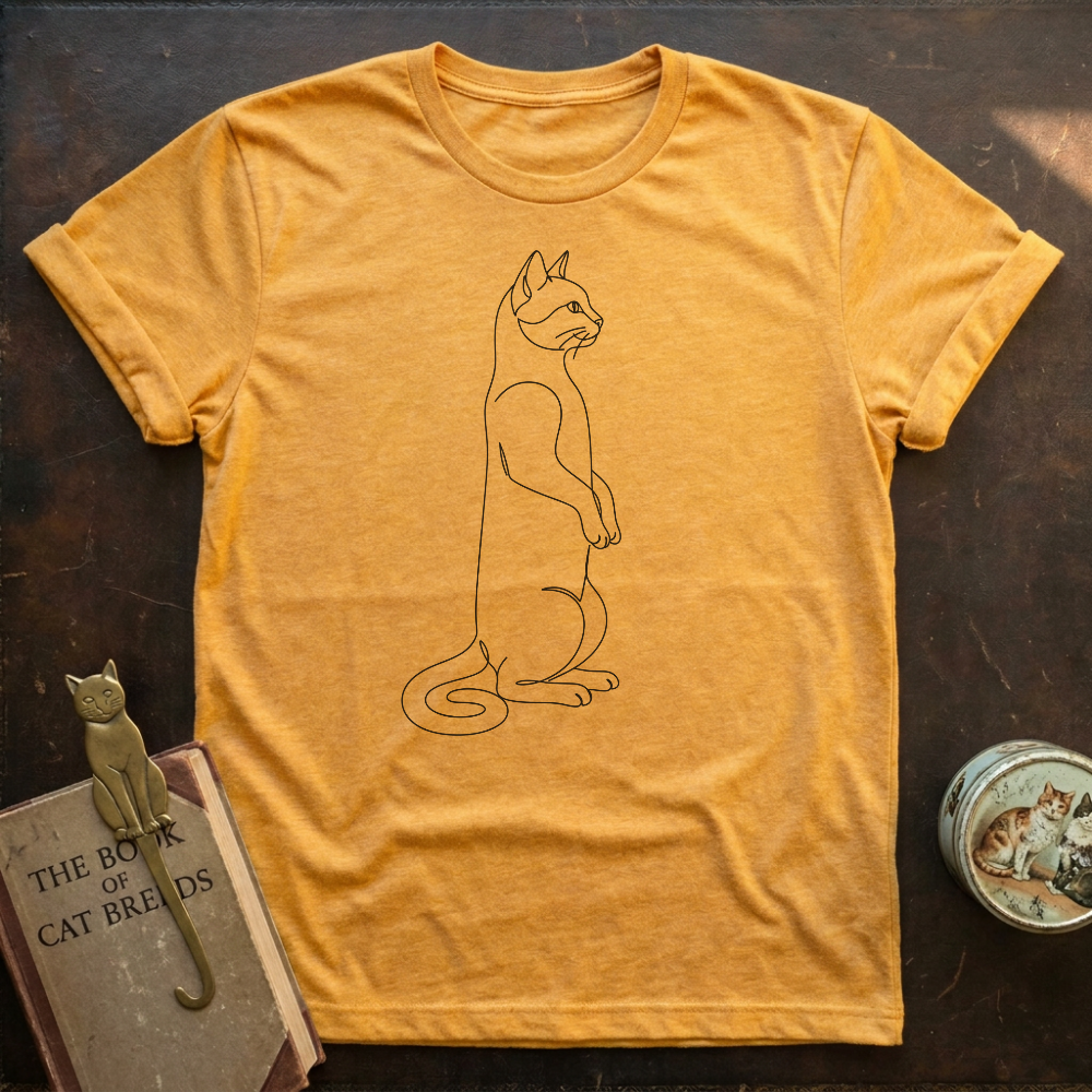 Line Art Cat Stand T-shirt