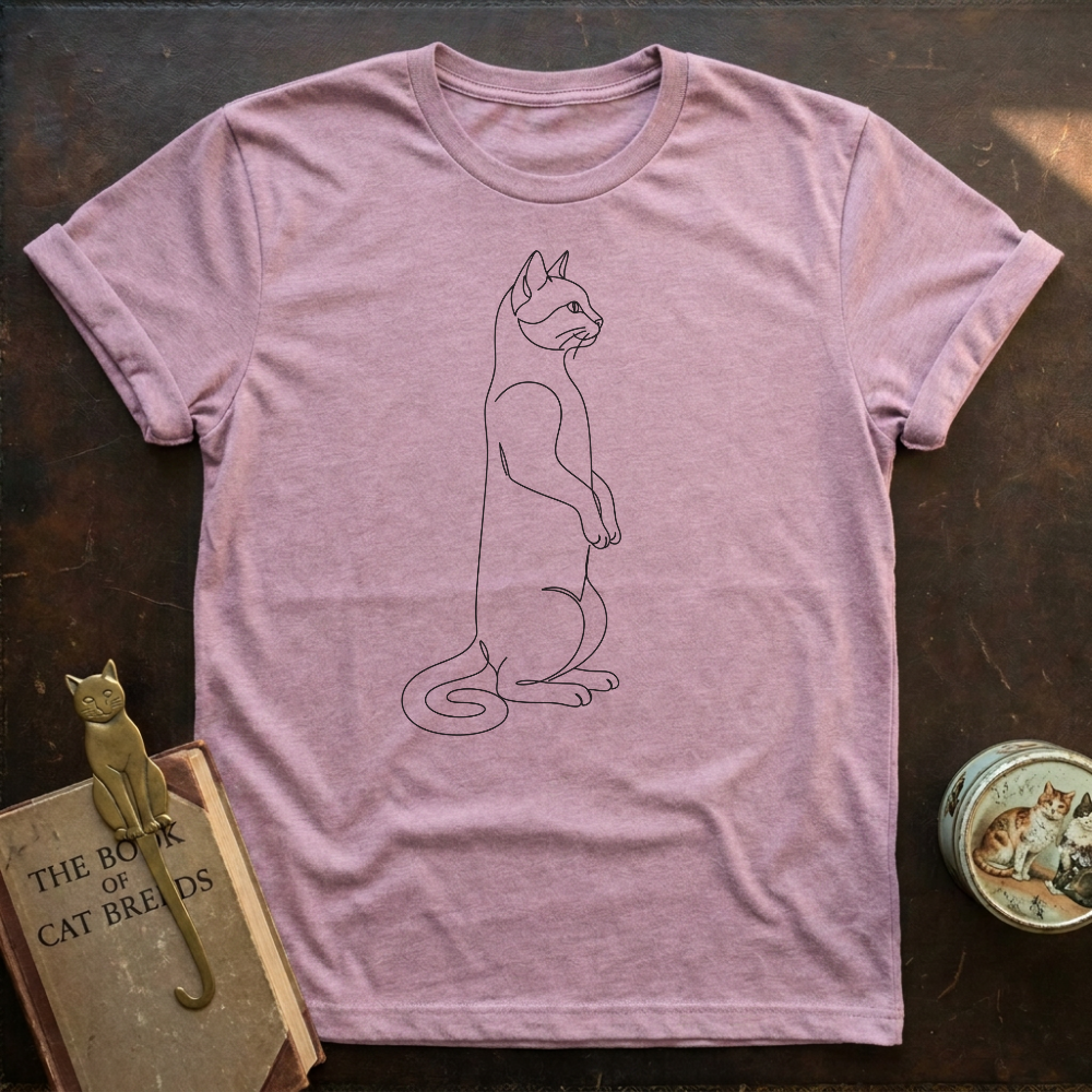 Line Art Cat Stand T-shirt