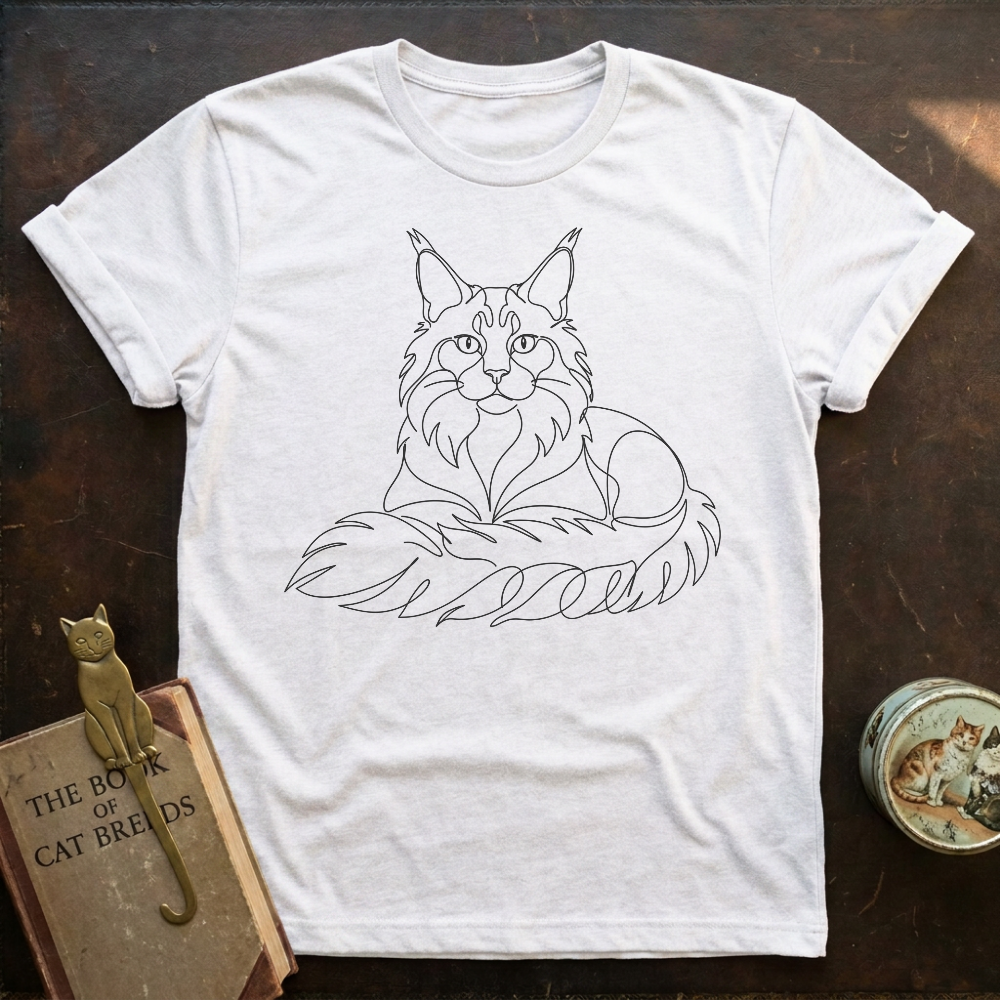 Line Art Maine coon T-shirt