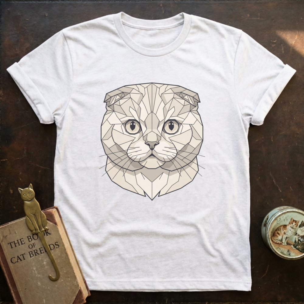 Low Poly White Scottish Fold T-shirt