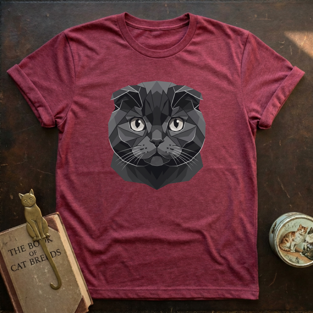 Low Poly Black Scottish Fold T-shirt