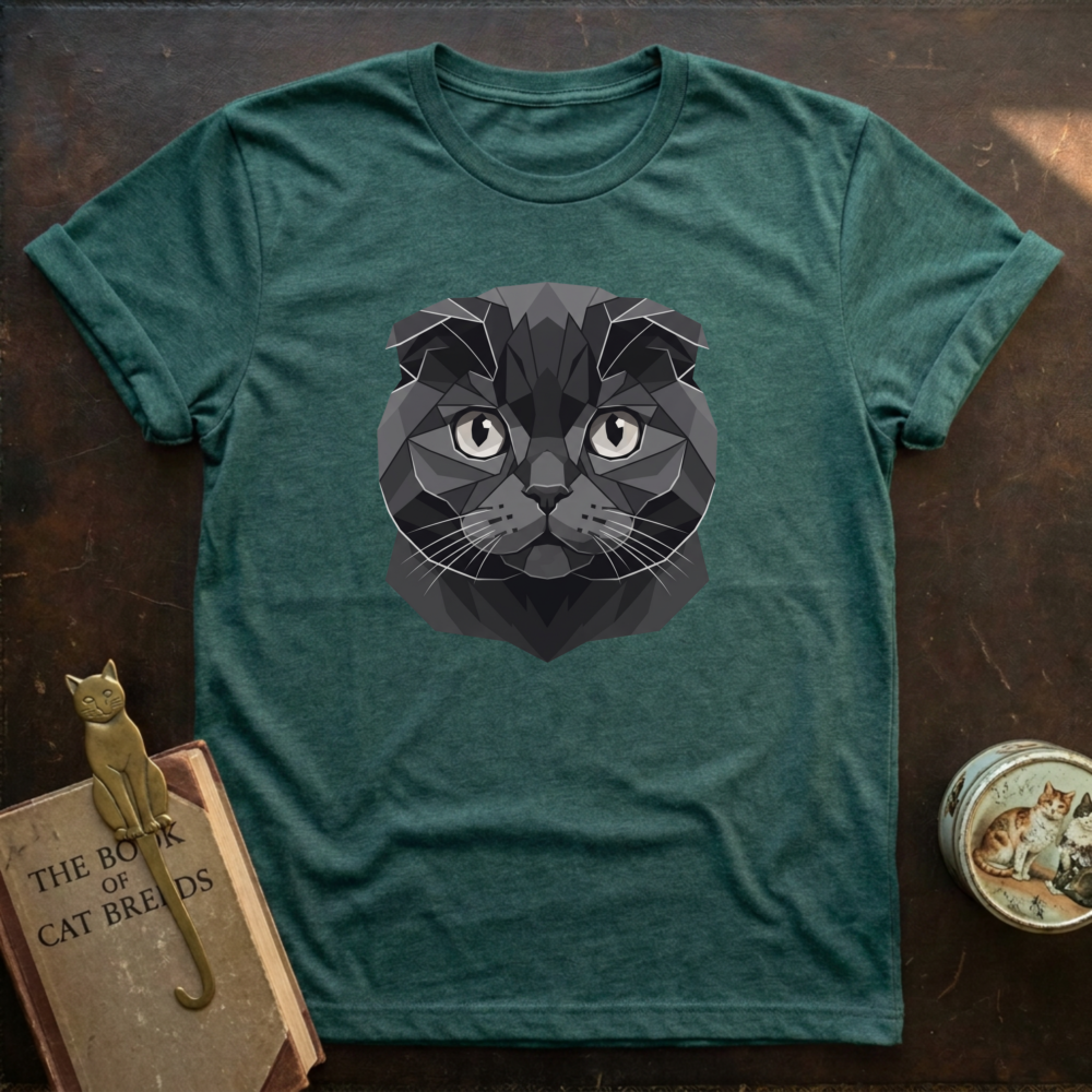 Low Poly Black Scottish Fold T-shirt