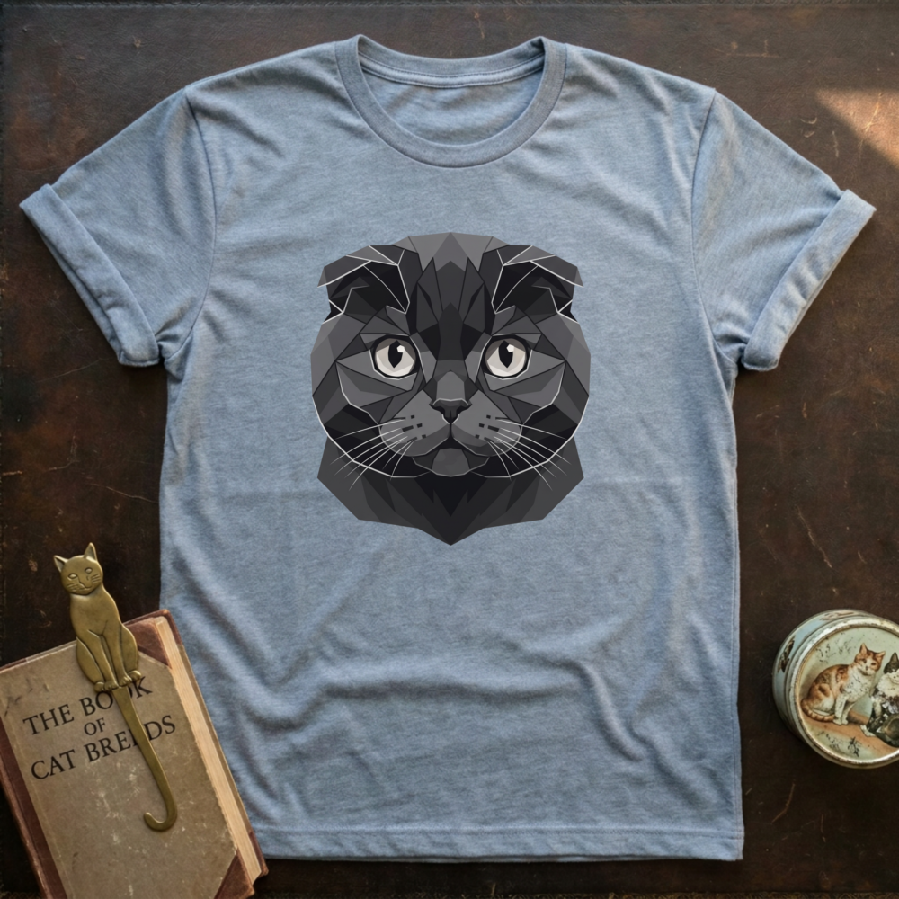 Low Poly Black Scottish Fold T-shirt