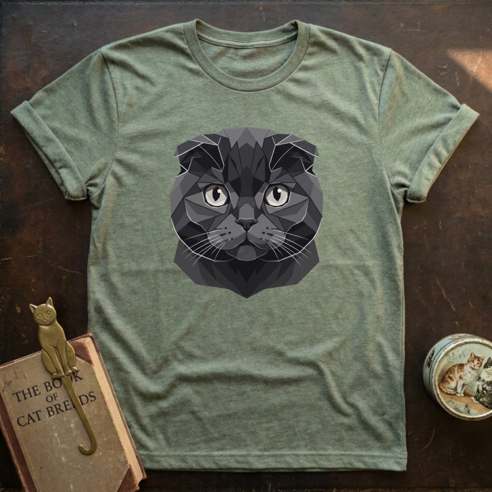Low Poly Black Scottish Fold T-shirt