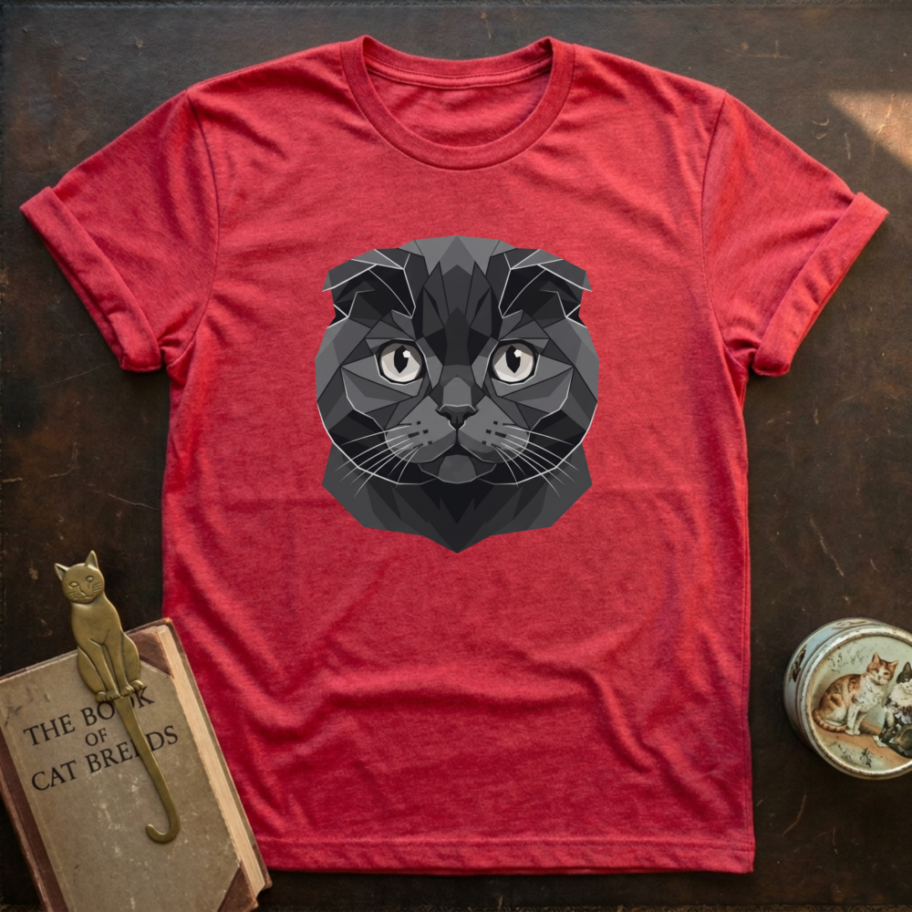 Low Poly Black Scottish Fold T-shirt