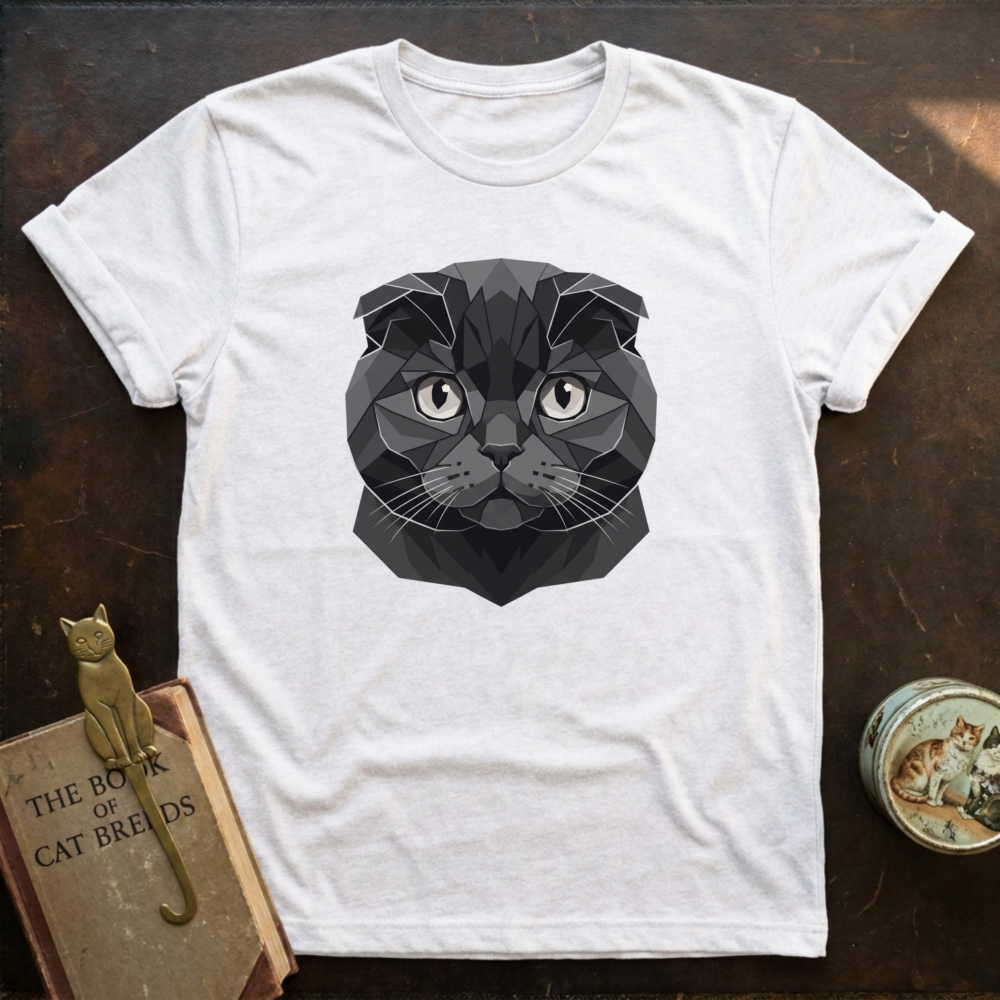 Low Poly Black Scottish Fold T-shirt