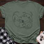Line Art Cat Circle T‑Shirt