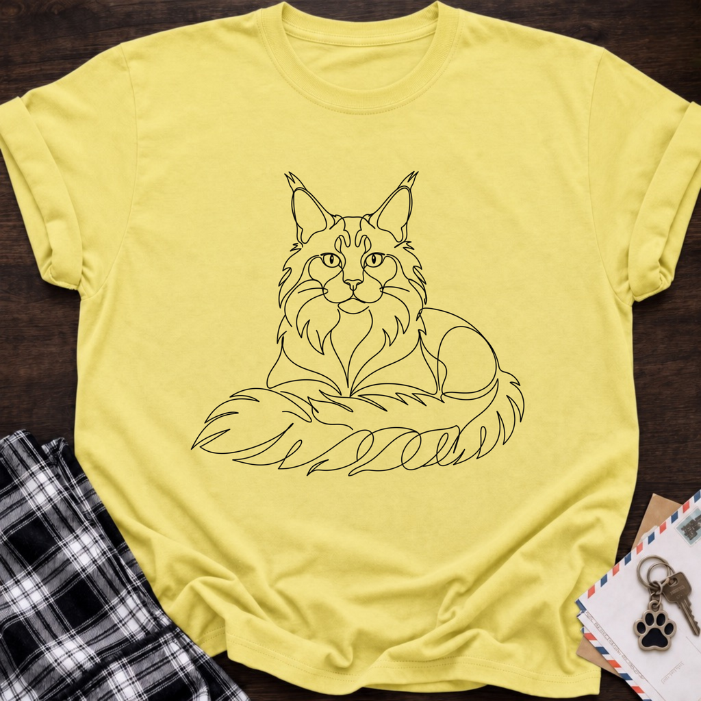 Line Art Maine coon T-shirt
