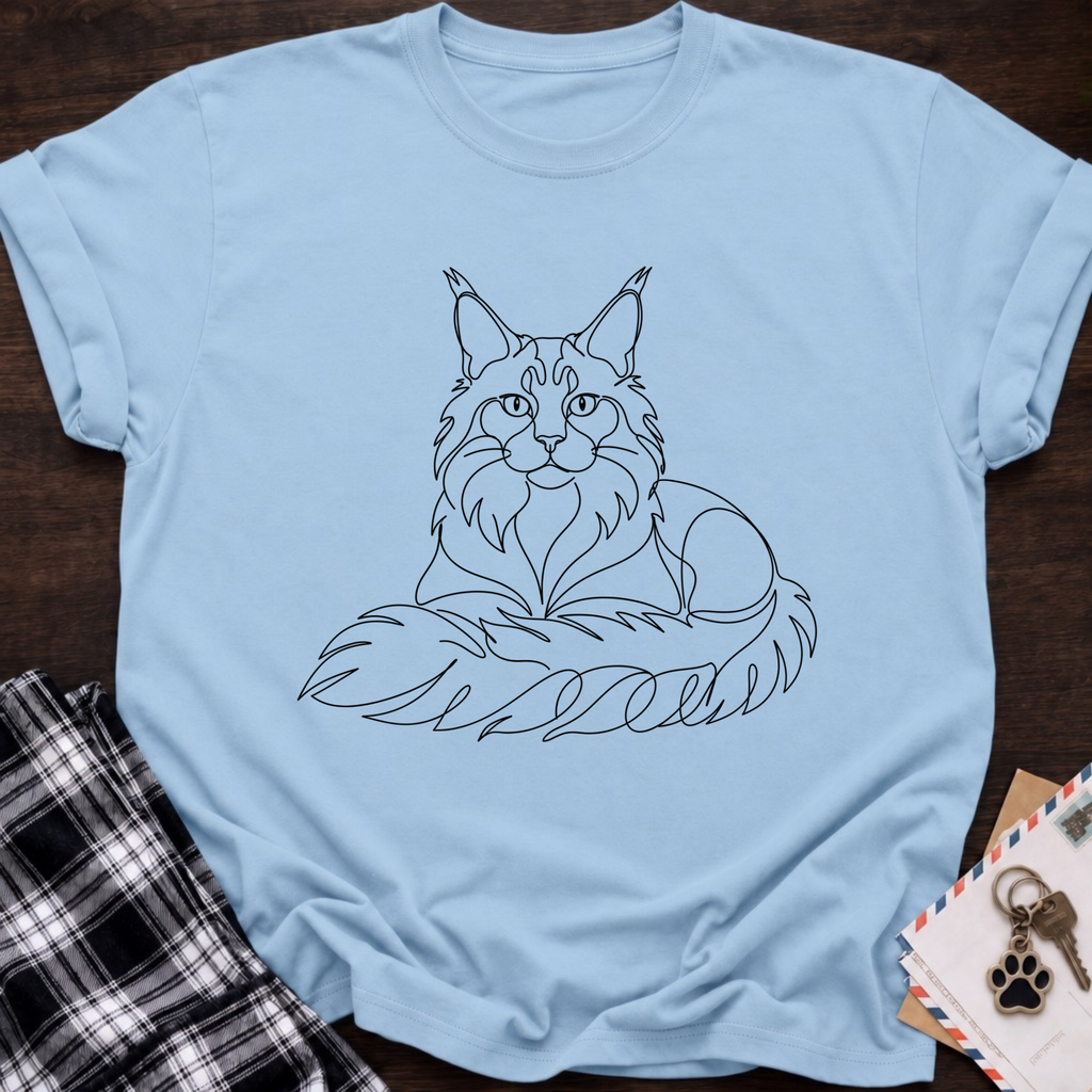 Line Art Maine coon T-shirt