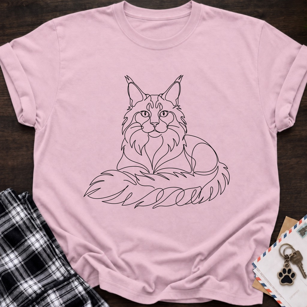 Line Art Maine coon T-shirt