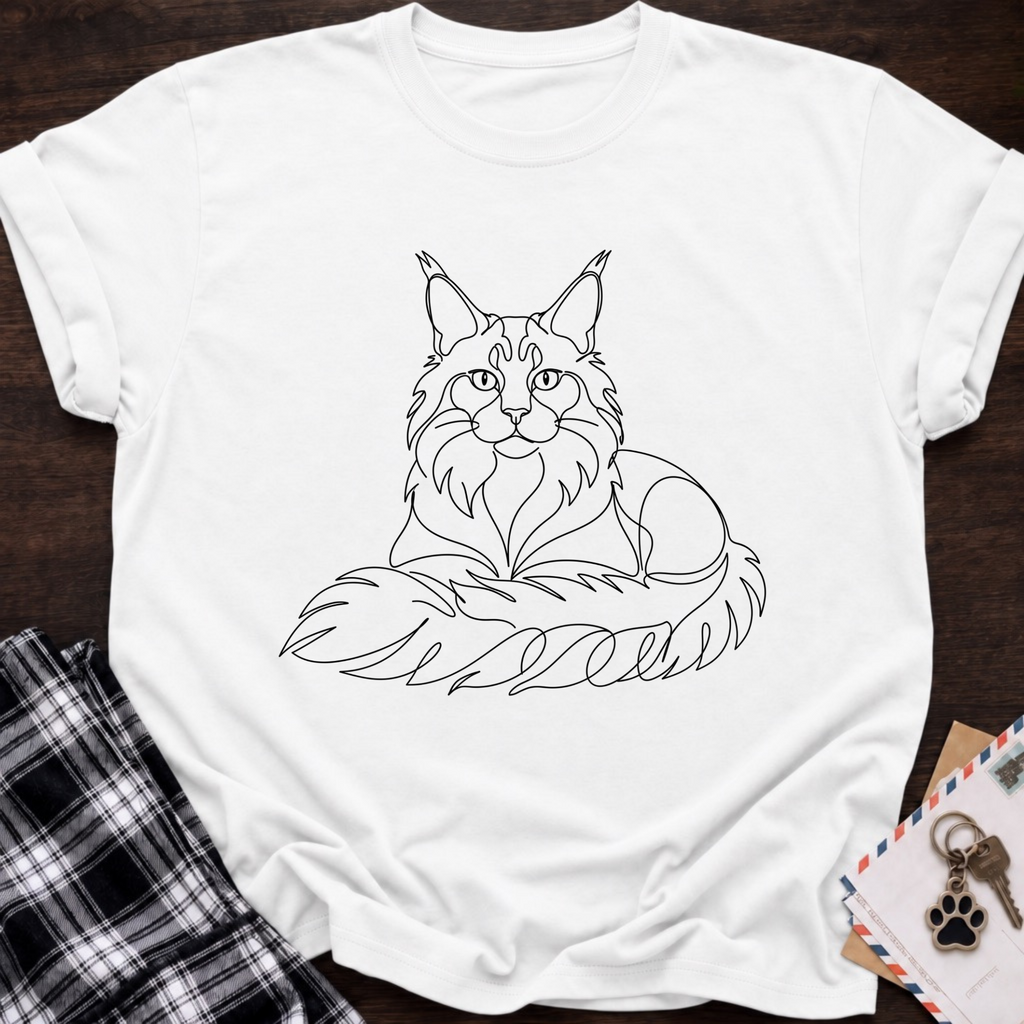 Line Art Maine coon T-shirt
