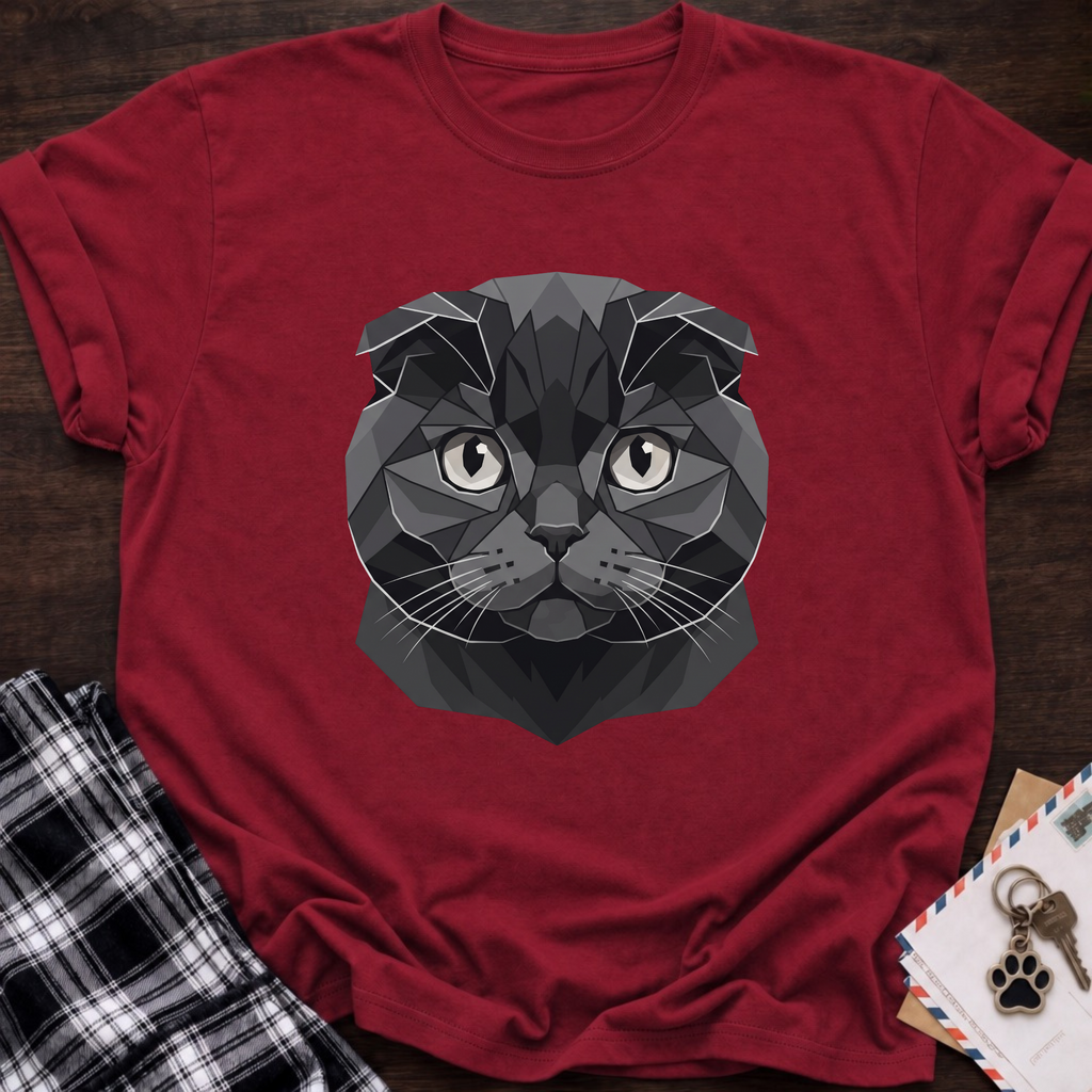 Low Poly Black Scottish Fold T-shirt