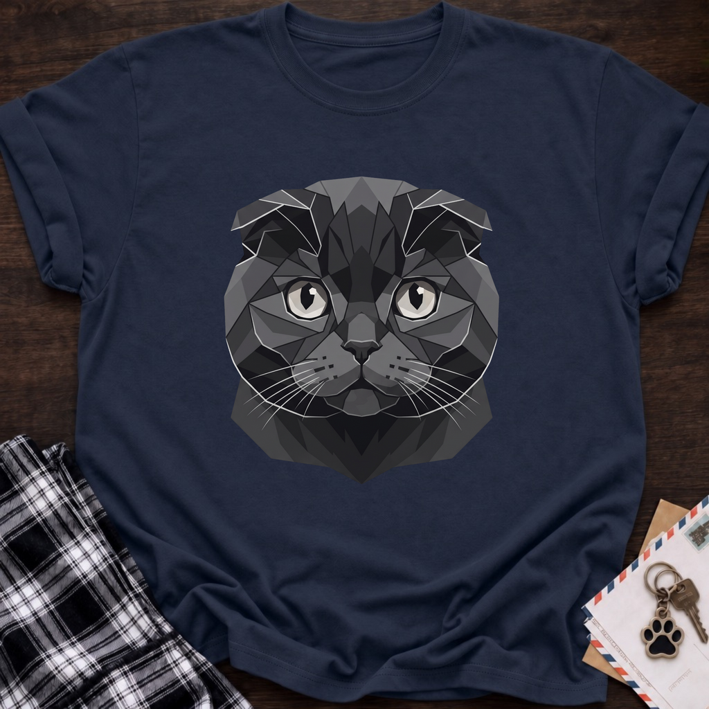 Low Poly Black Scottish Fold T-shirt