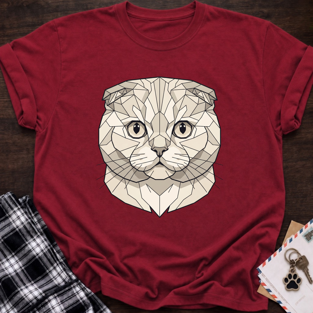 Low Poly White Scottish Fold T-shirt