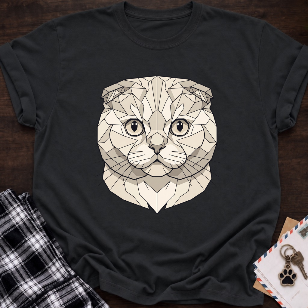 Low Poly White Scottish Fold T-shirt