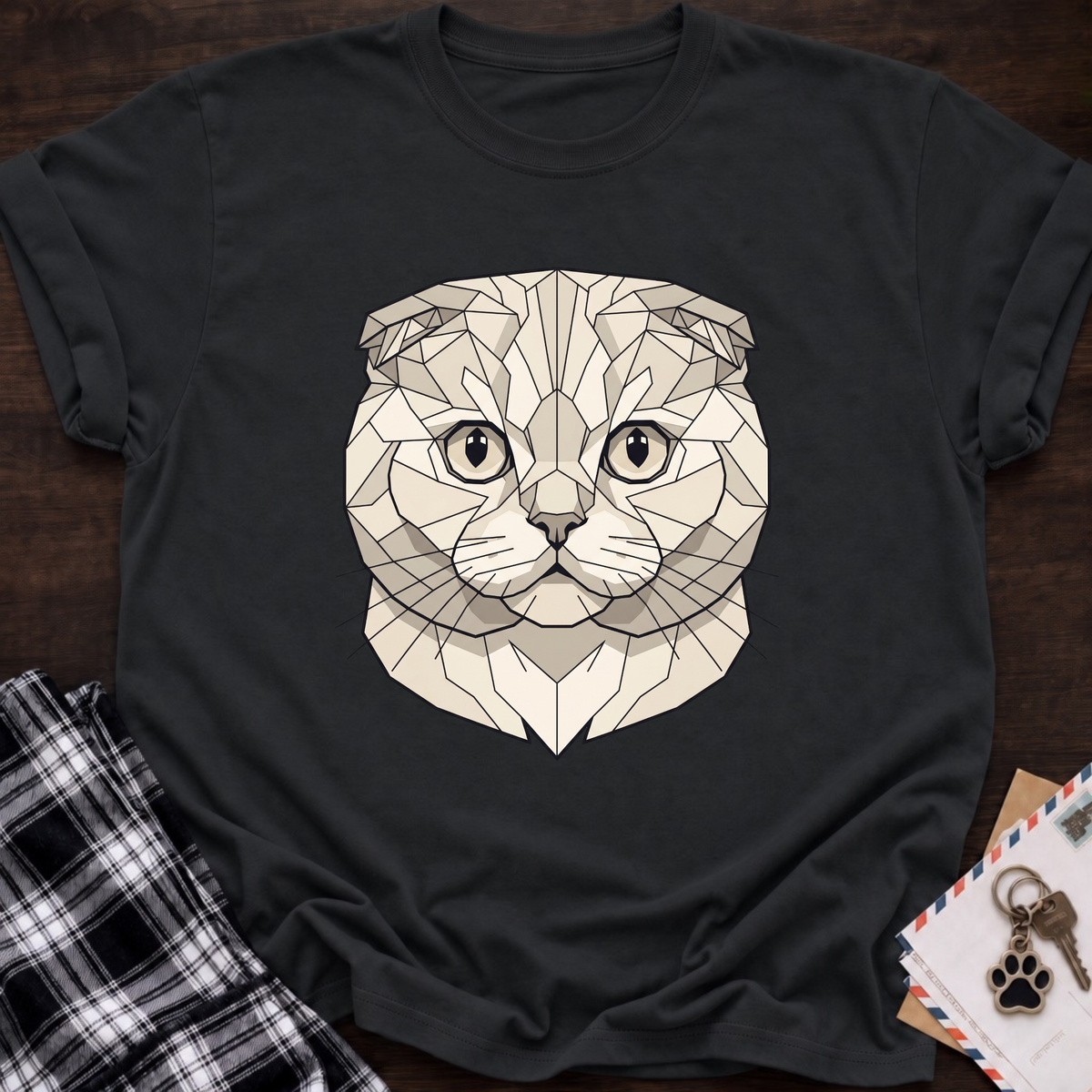 Low Poly White Scottish Fold T-shirt