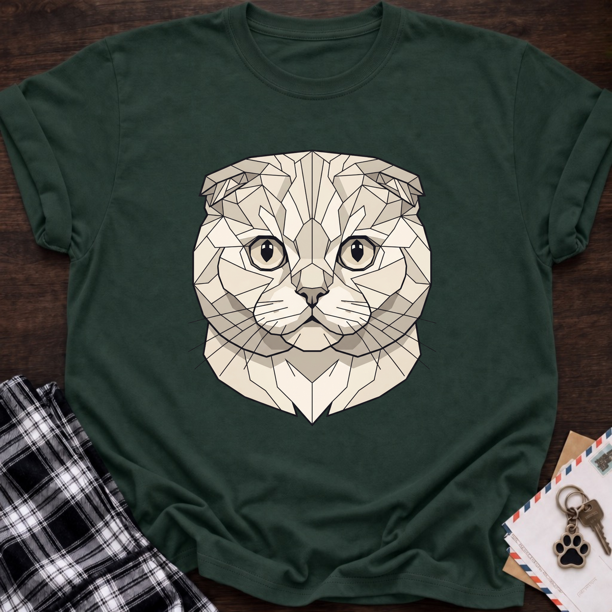 Low Poly White Scottish Fold T-shirt