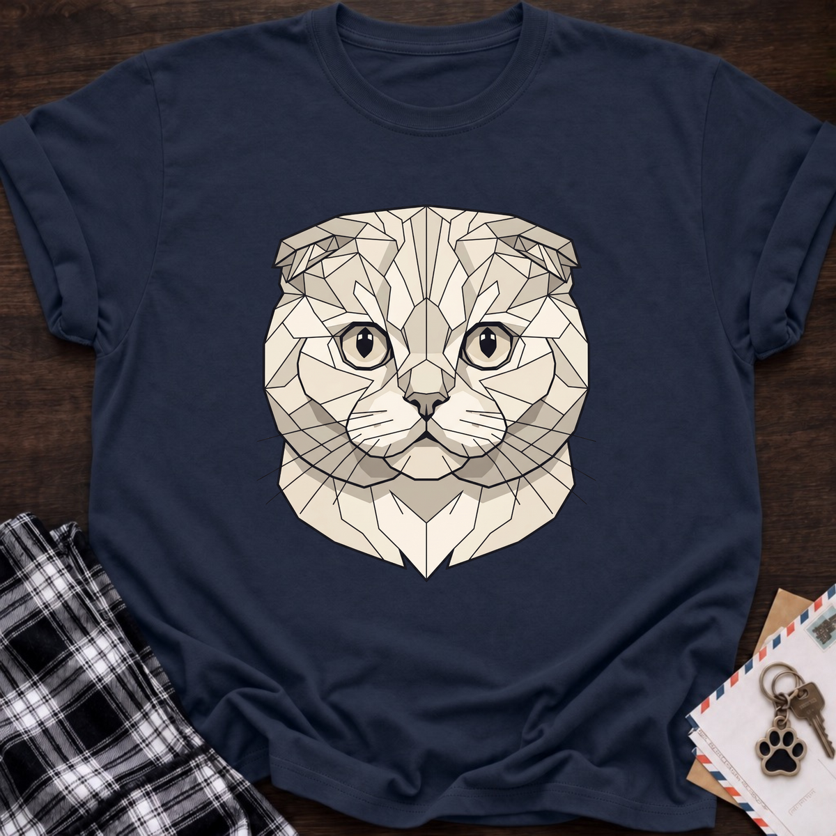 Low Poly White Scottish Fold T-shirt