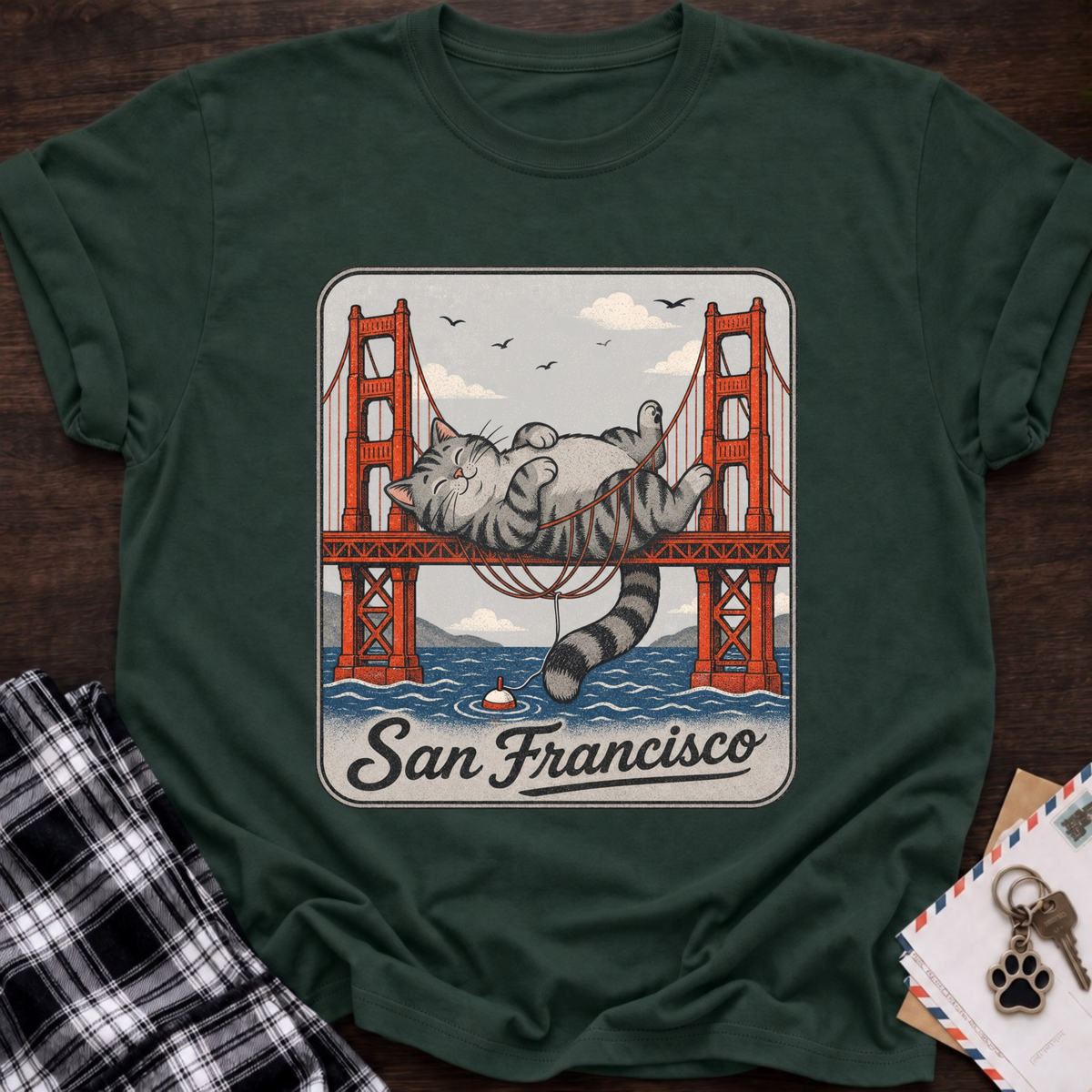 San Francisco Laying Cat T-Shirt