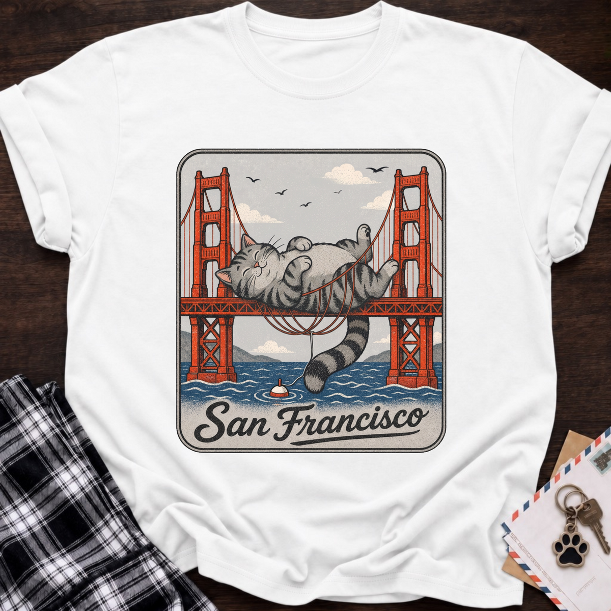 San Francisco Laying Cat T-Shirt