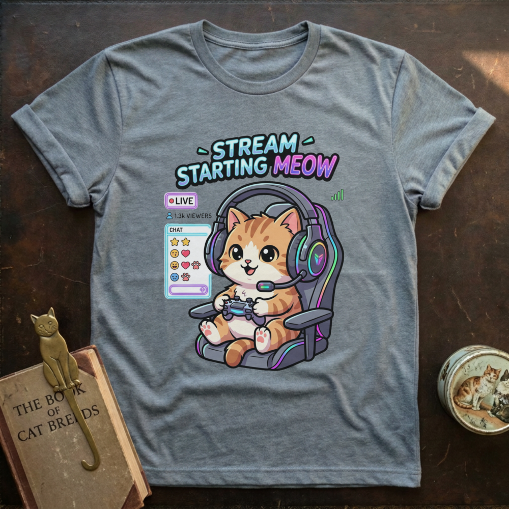 Stream Starting Meow T‑Shirt